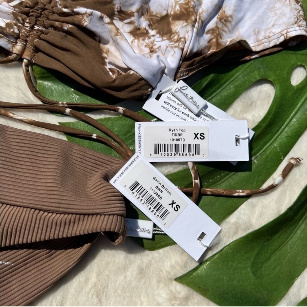 Frankie’s Bikinis Ryan Crop Tie Dye Set in Chocolate Brown and White - Picture 14 of 14
